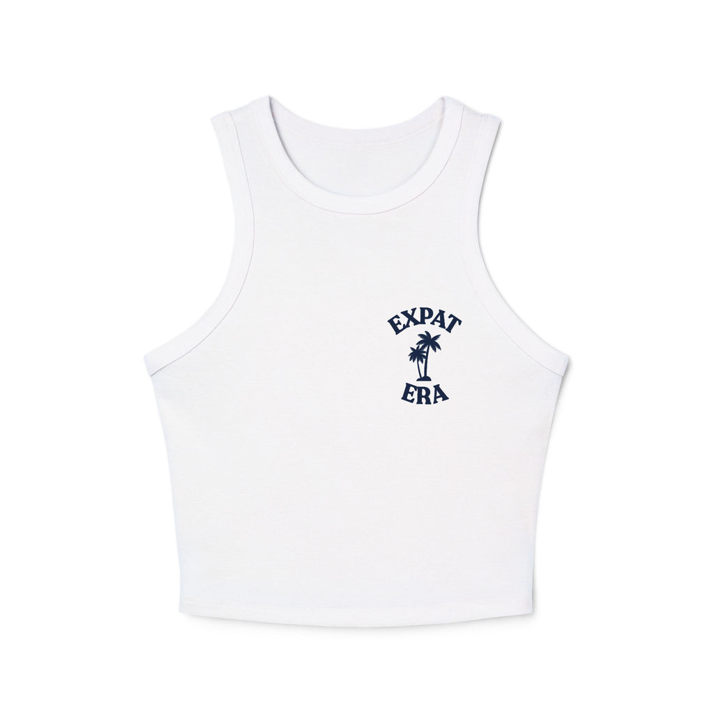 Expat Era Women's Racer Tank Top – Palm Tree Graphic Crop