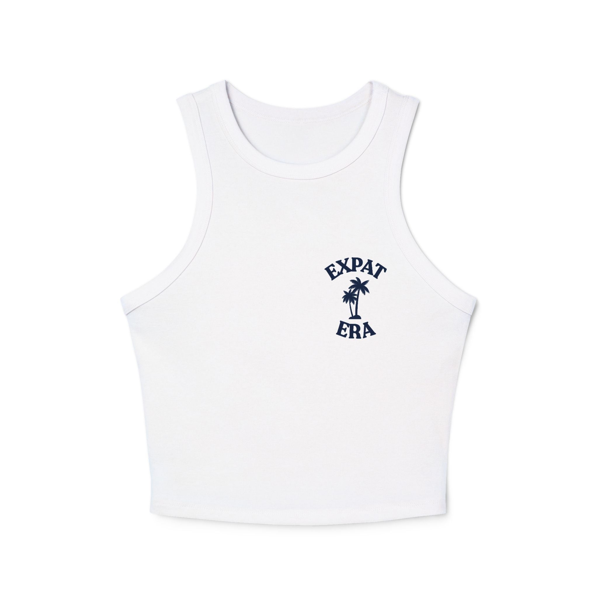 Expat Era Women's Racer Tank Top – Palm Tree Graphic Crop