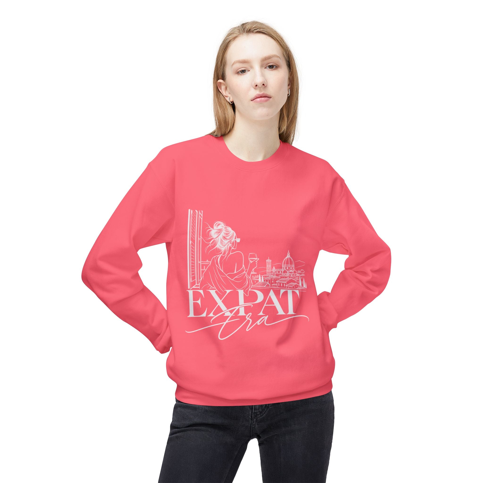 Expat Life Crewneck Sweatshirt — Women's Travel Cityscape Graphic