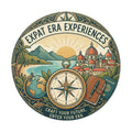 Expat Era Experiences - Round Travel Sticker - Compass & Passport Vinyl Decal