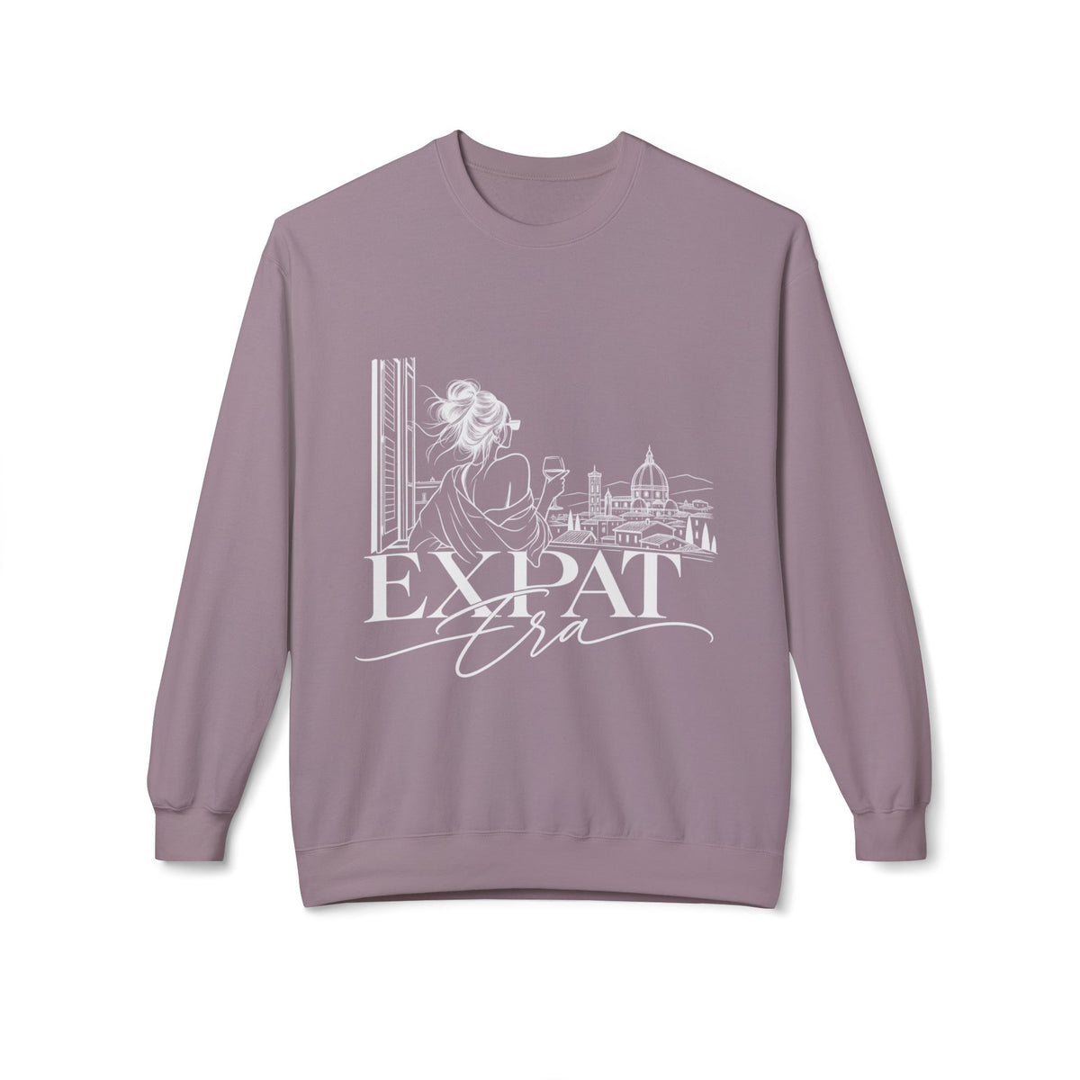 Expat Life Crewneck Sweatshirt — Women's Travel Cityscape Graphic