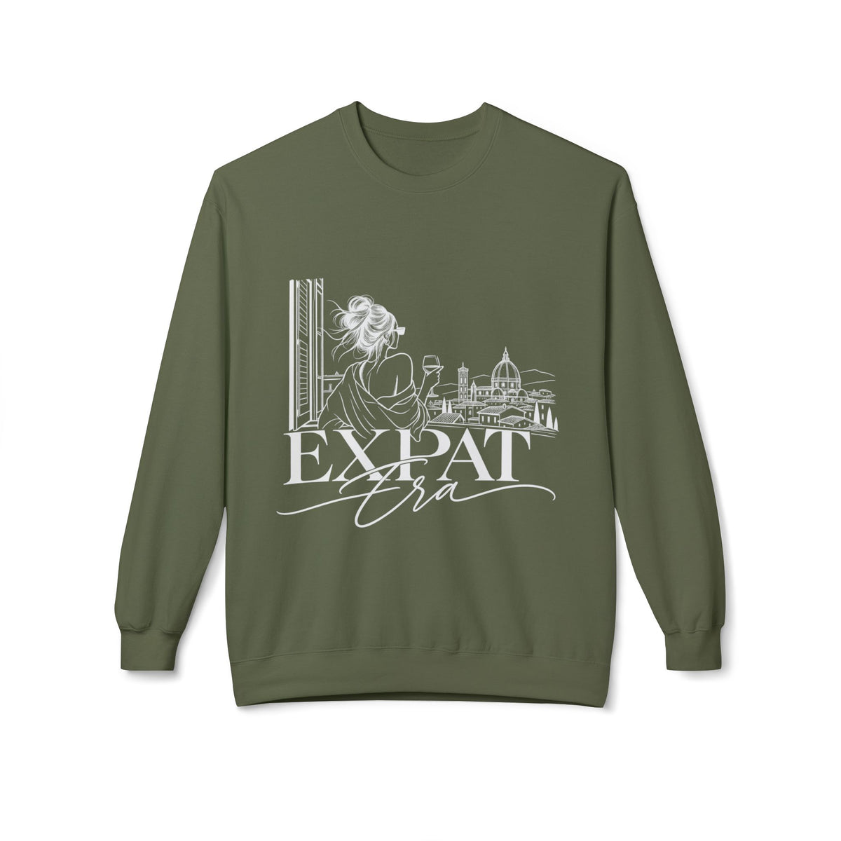 Expat Life Crewneck Sweatshirt — Women's Travel Cityscape Graphic
