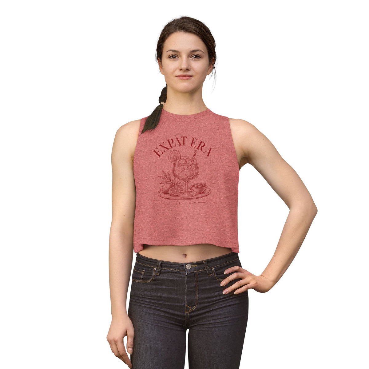 Expat Era Crop Top — Vintage Cocktail Graphic Women's Tank