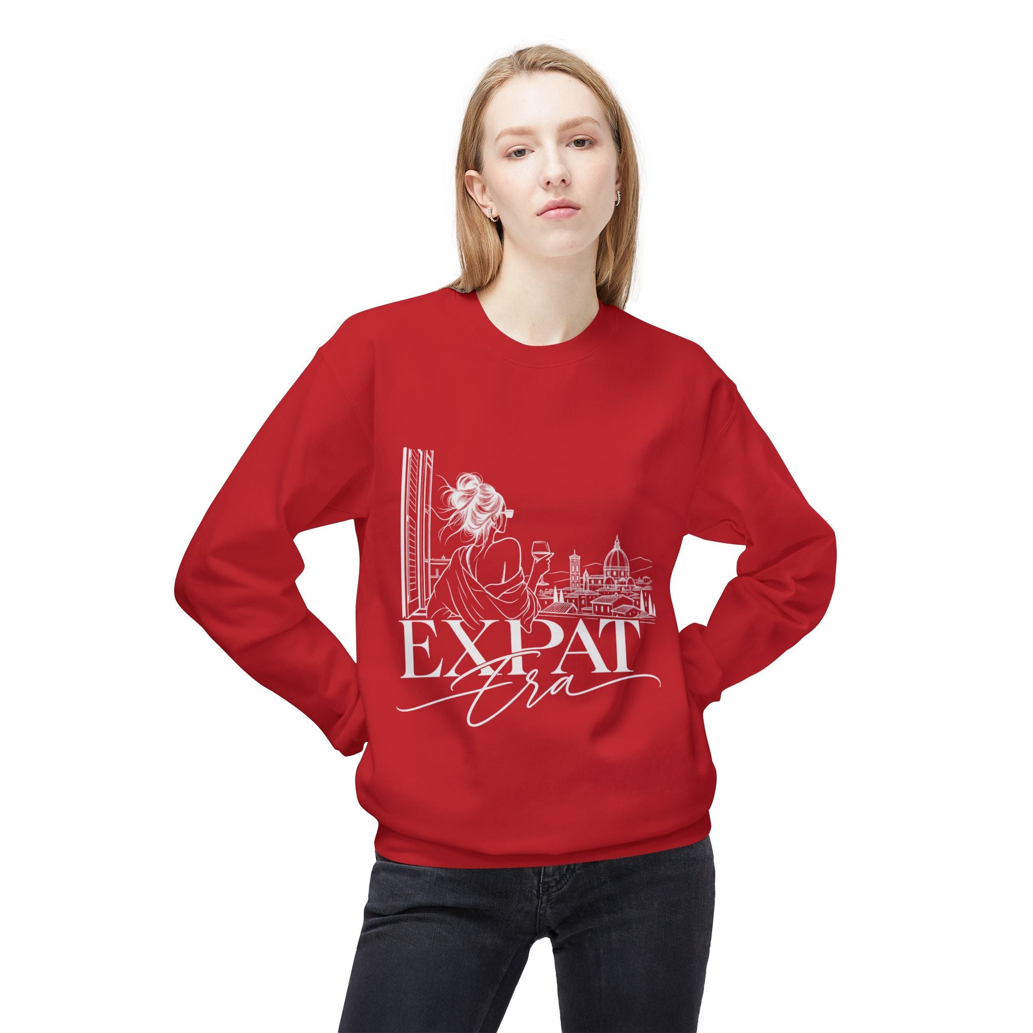Expat Life Crewneck Sweatshirt — Women's Travel Cityscape Graphic