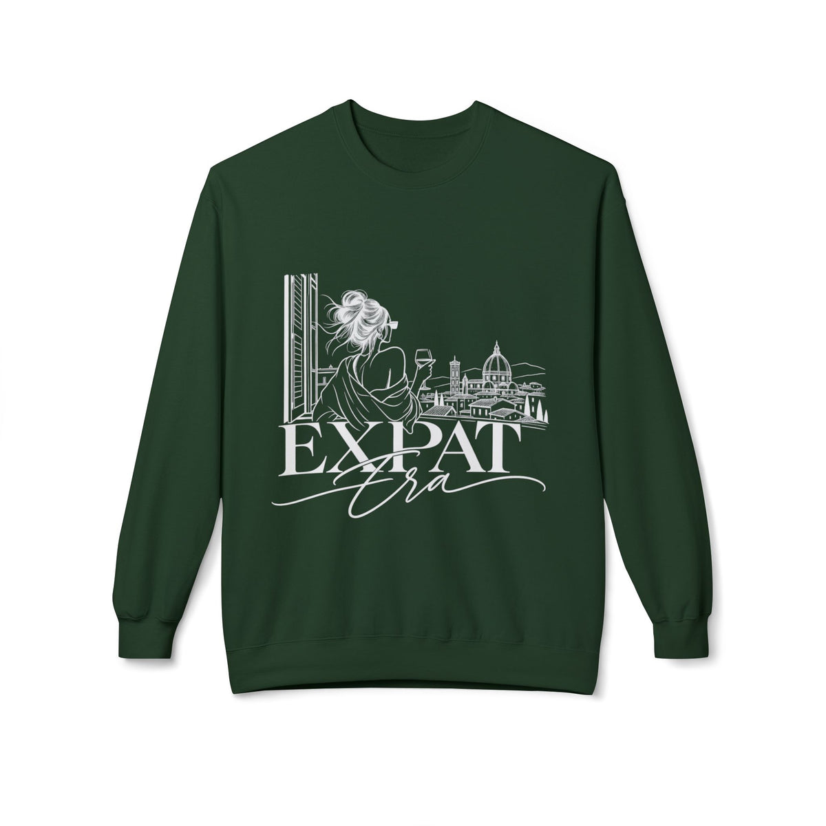 Expat Life Crewneck Sweatshirt — Women's Travel Cityscape Graphic