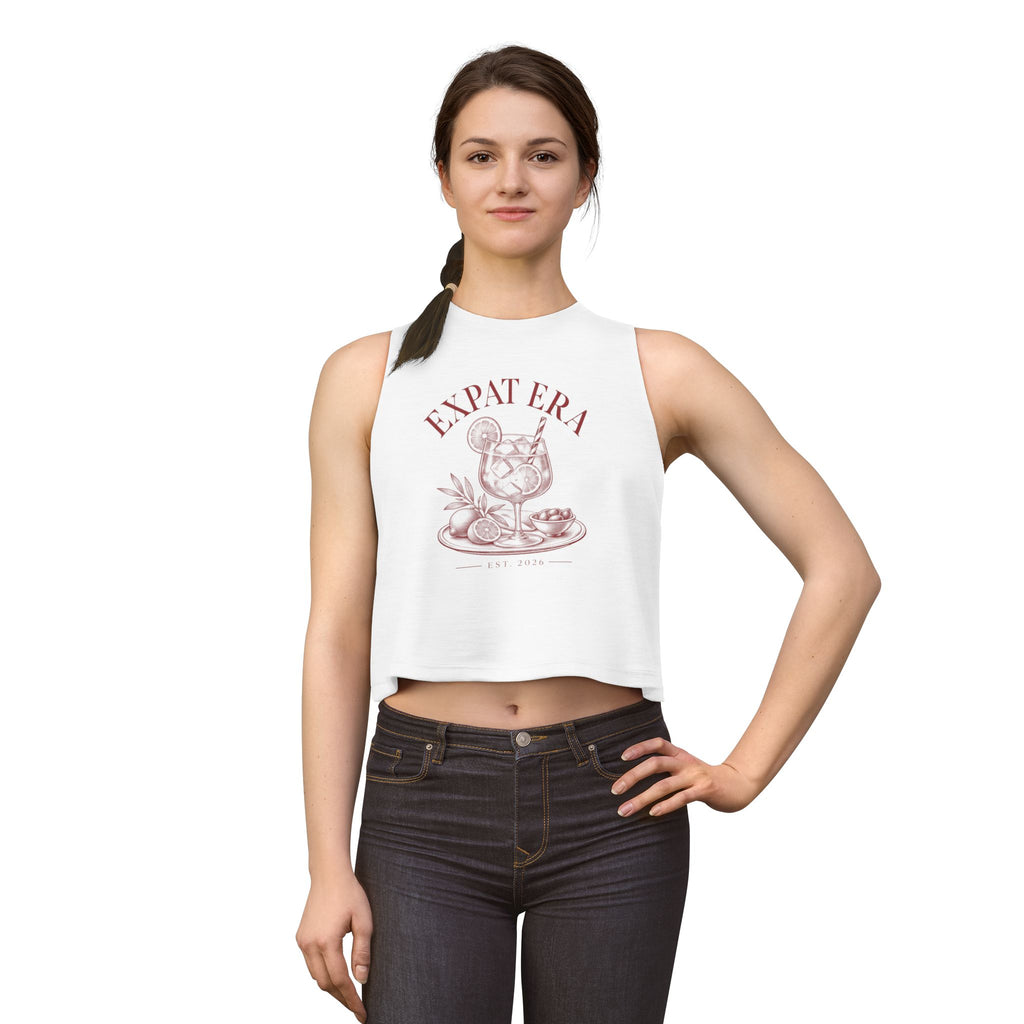 Expat Era Crop Top — Vintage Cocktail Graphic Women's Tank