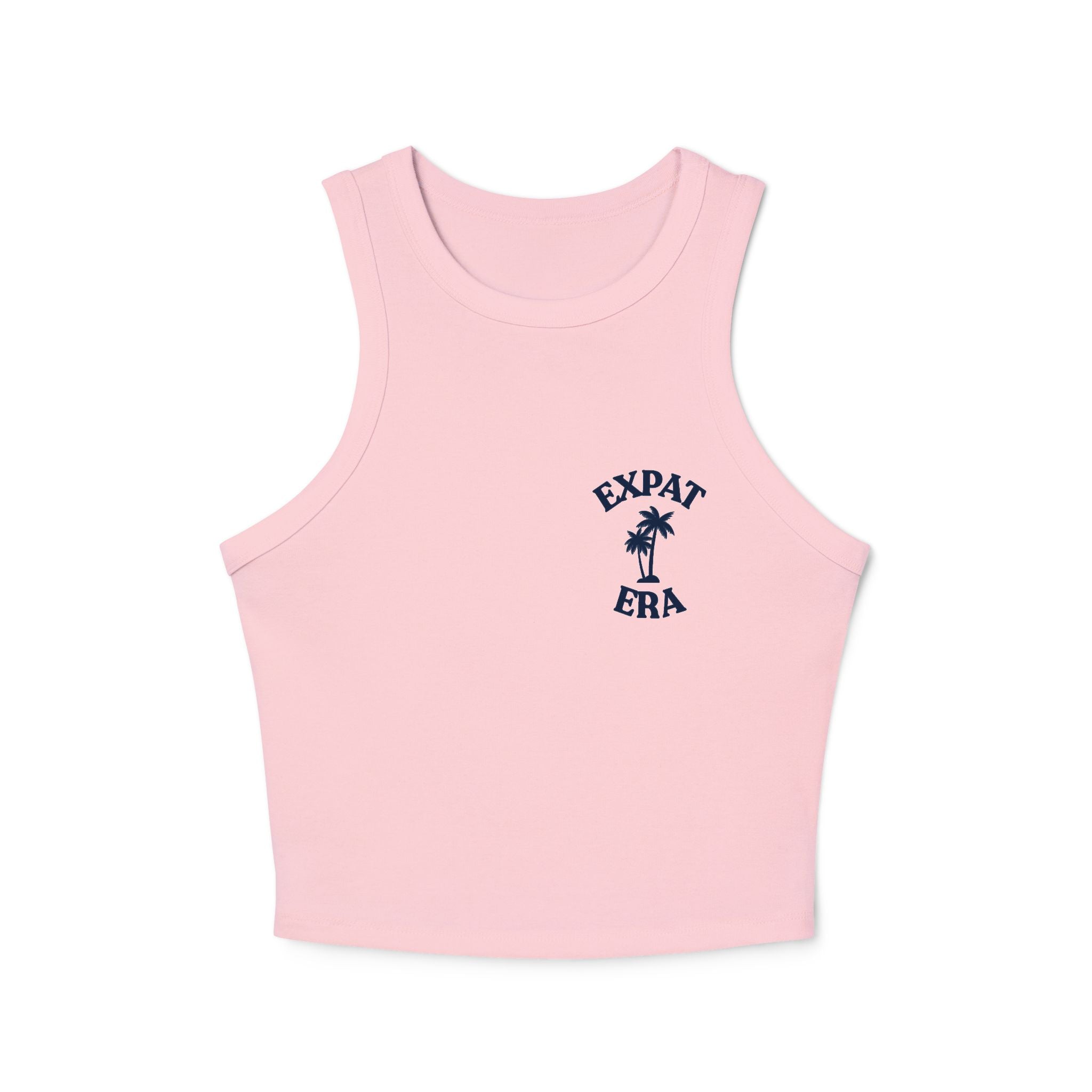 Expat Era Women's Racer Tank Top – Palm Tree Graphic Crop