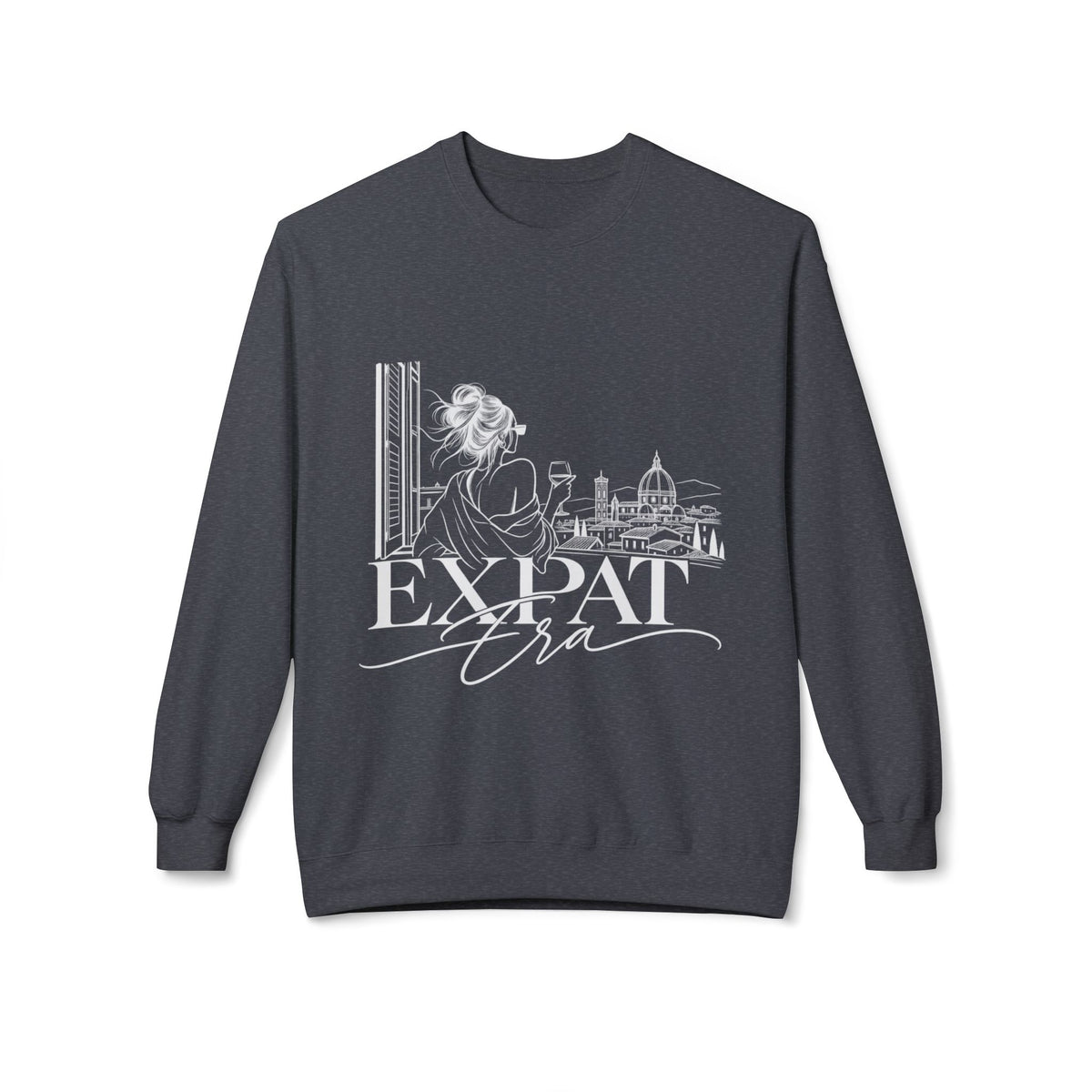 Expat Life Crewneck Sweatshirt — Women's Travel Cityscape Graphic