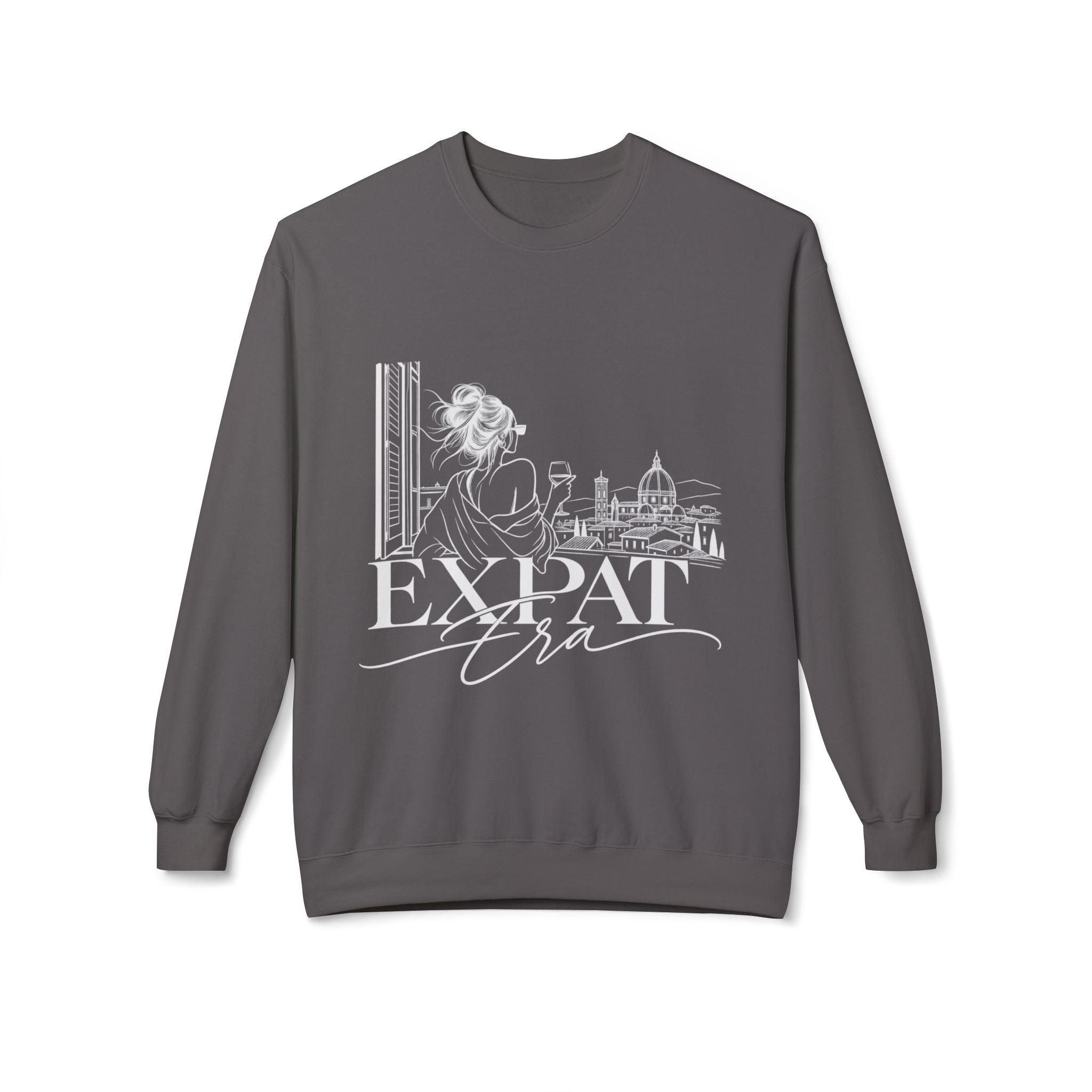 Expat Life Crewneck Sweatshirt — Women's Travel Cityscape Graphic