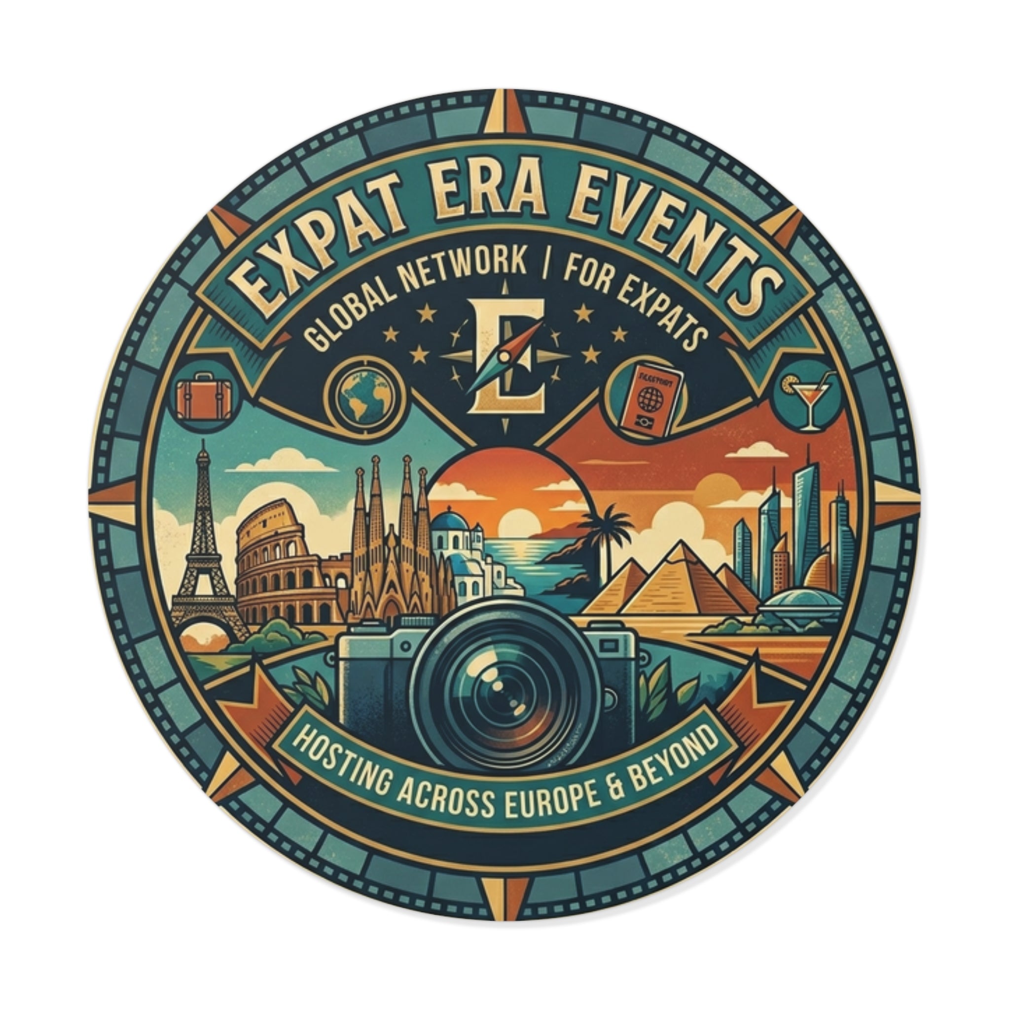Expat Era Events - Round Sticker - Global Travel Sticker