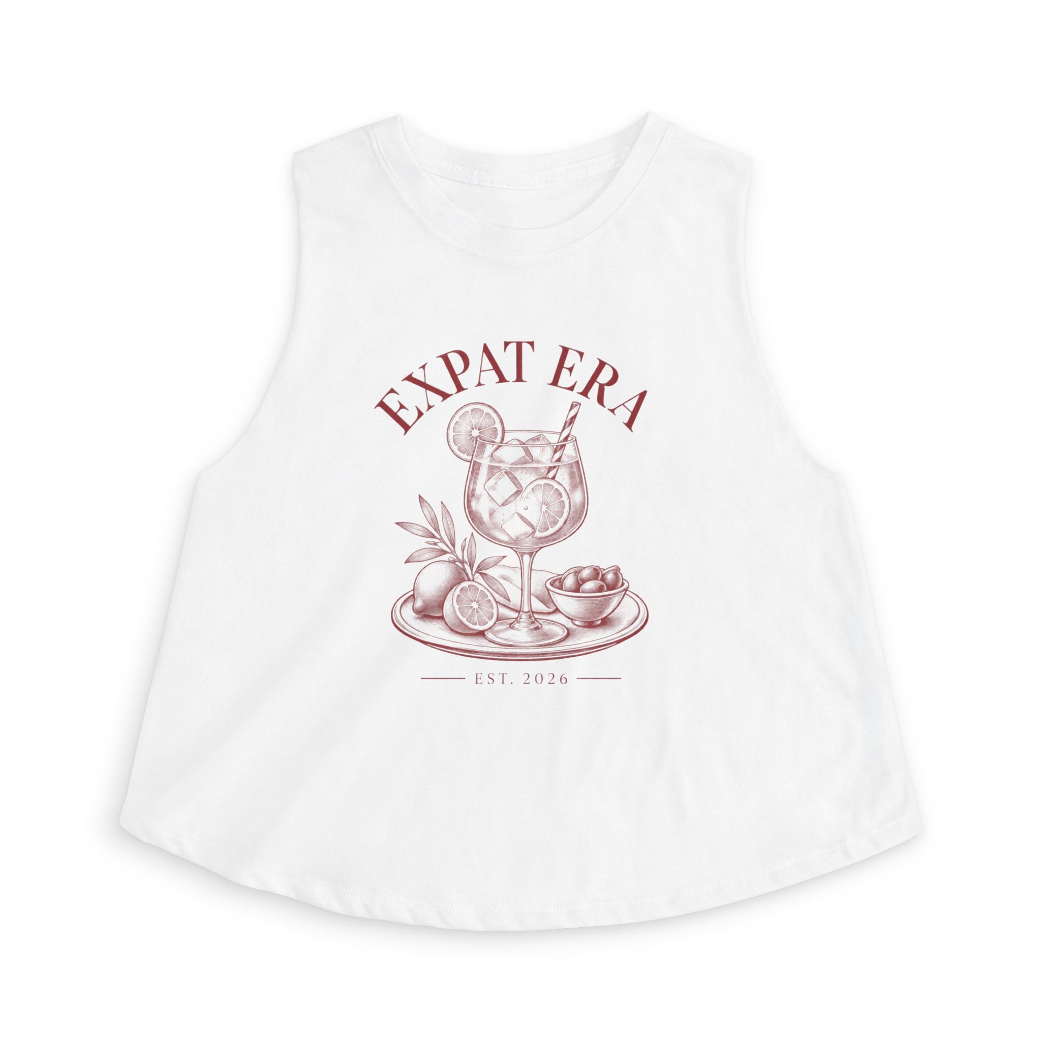 Expat Era Crop Top — Vintage Cocktail Graphic Women's Tank
