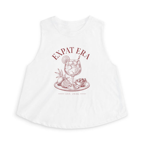 Expat Era Crop Top — Vintage Cocktail Graphic Women's Tank