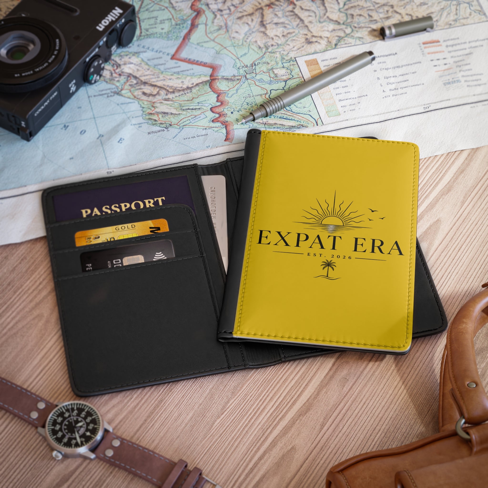 Sunrise 'EXPERA' Travel Passport Cover — Yellow Leatherette