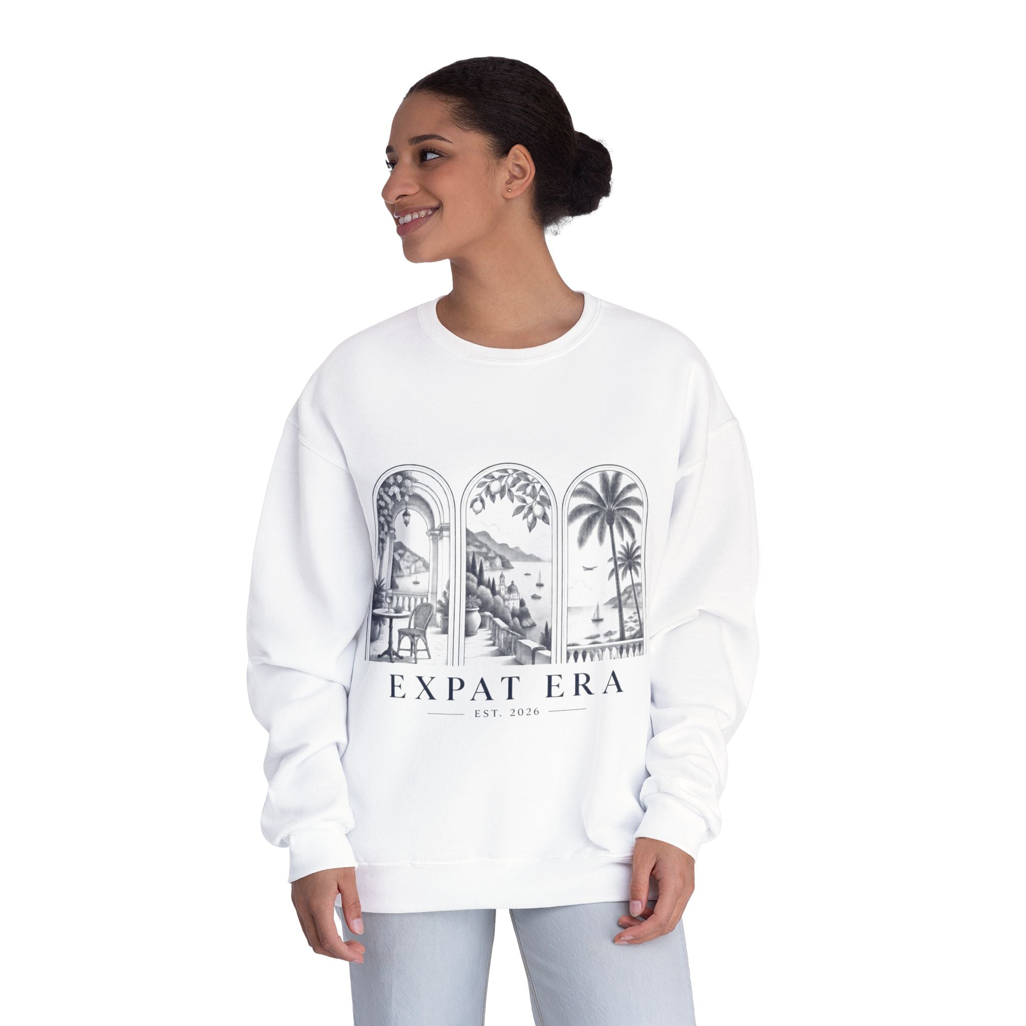 Expat Era Crewneck Sweatshirt – Tropical Archway Travel Design