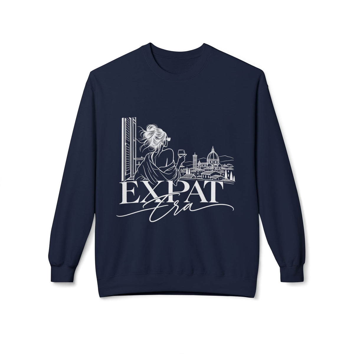 Expat Life Crewneck Sweatshirt — Women's Travel Cityscape Graphic