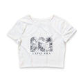 Expat Era Crop Tee — Vintage Travel Arch Graphic Women’s Crop Top