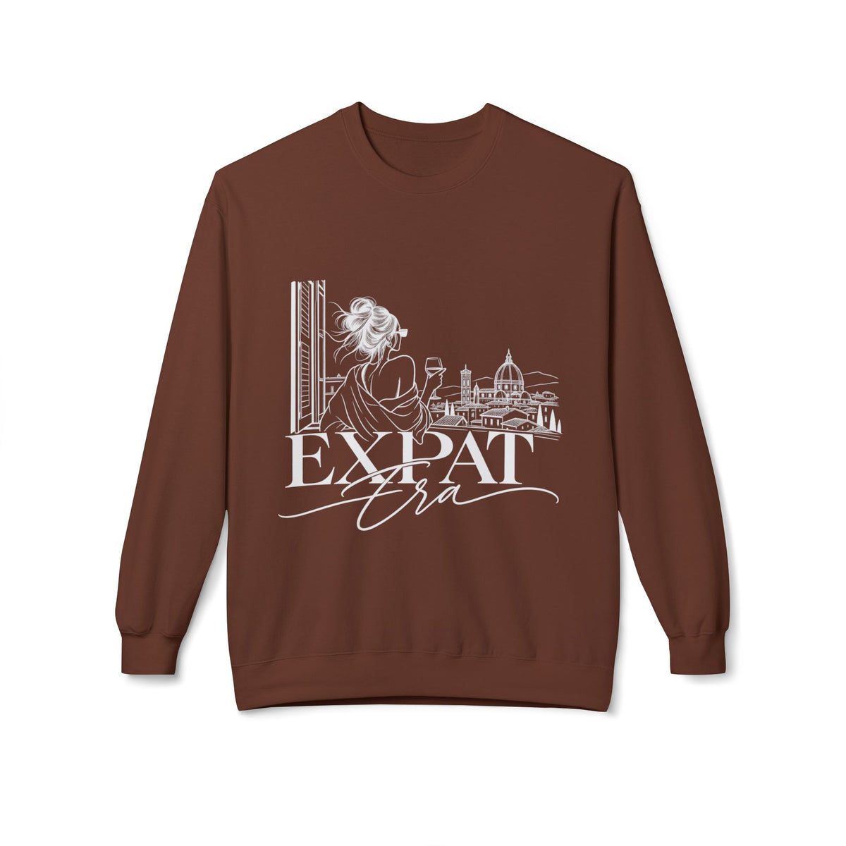 Expat Life Crewneck Sweatshirt — Women's Travel Cityscape Graphic