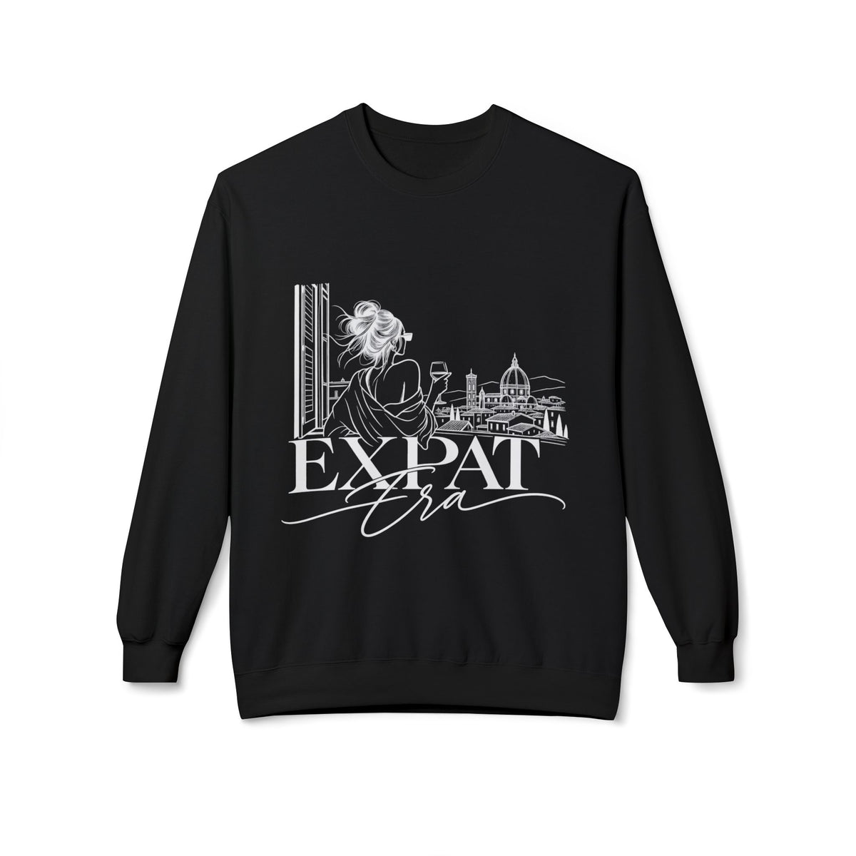 Expat Life Crewneck Sweatshirt — Women's Travel Cityscape Graphic